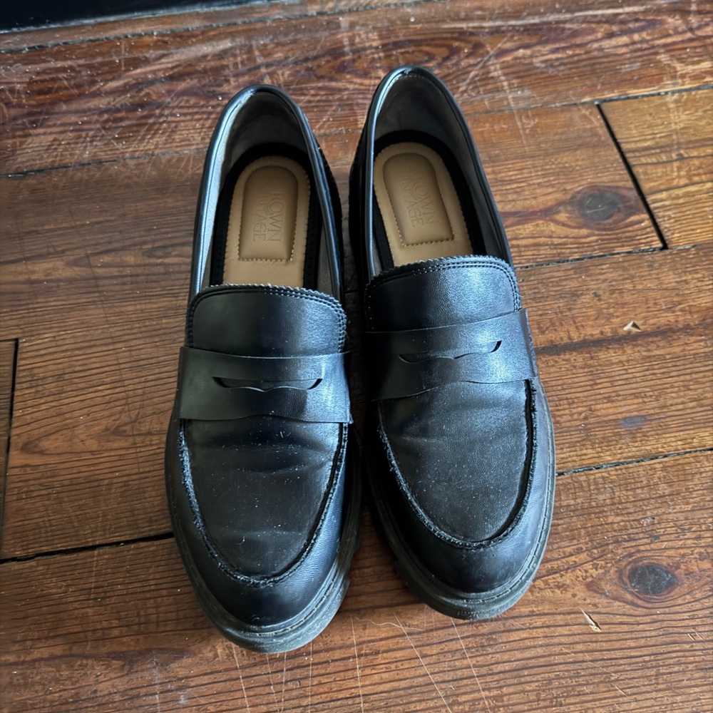 Lug Sole Black Loafers